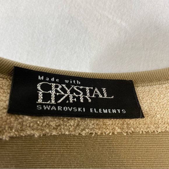 High Spirits Tan Golf Visor Swarovski Crystal Studded Curled Lace Back Sun Visor - Picture 3 of 7